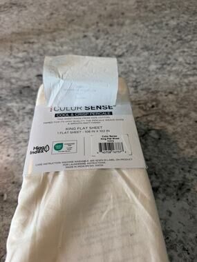 Color Sense Cool & Crisp Percale Cotton Flat Sheet - King - Cream